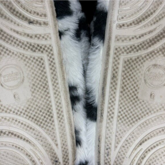 Wonder Nation Cozy Cow Plushie Slippers Black White Pink Holstein 3D Ears Horns - Picture 6 of 7